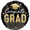 Congrats Grad Stripes Gold  and Black Foil Balloon