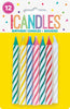 MULTI COLOUR SPIRAL CANDLES 12PK