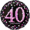 40TH BDAY SPARKLY PINK-18"