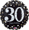 30TH BIRTHDAY SPARKLY GOLD/BLACK 18IN FOIL BALLOON