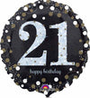 21ST GOLD/BLACK SPARKLY 18IN FOIL BALLOON