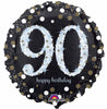 90TH BIRTHDAY SPARKLY GOLD/BLACK 18IN FOIL BALLOON