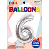 34IN NUMBER #6 FOIL NUMBER BALLOON TRICO