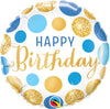 BIRTHDAY BLUE AND GOLD DOT 18IN FOIL BALLOON