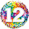 NUMBER 18" ROUND BALLOONS RAINBOW DOTS