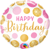 BIRTHDAY PINK AND GOLD DOT 18IN FOIL BALLOON