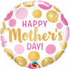HAPPY MOTHERS DAY PINK & GOLD DOTS 18IN FOIL BALLOON