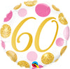 60TH GOLD AND PINK DOTS FOIL BALOON